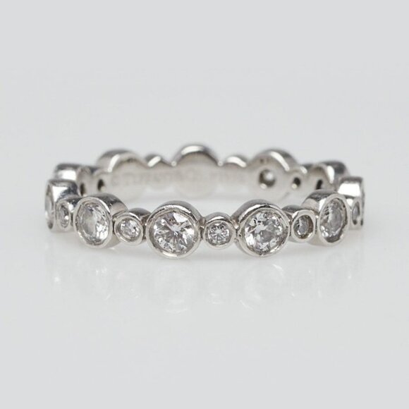 Tiffany & Co. Platinum and Diamond Jazz Eternity Ring Size 4 - Picture 1 of 5